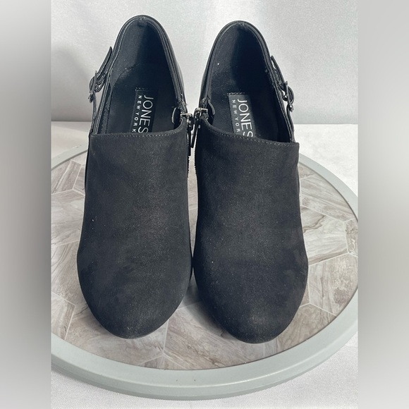Jones New York Kaindie black silver booties size 6M zip buckle 3” heels - Picture 1 of 13